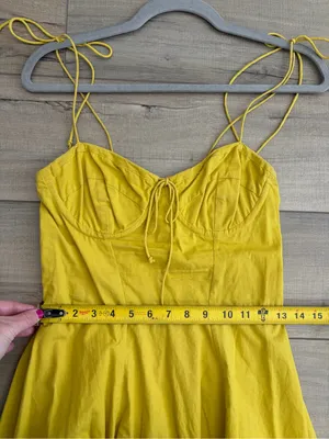 Cleobella Lennon Tie Strap Sleeveless Corset Cotton Mini Dress Golden Yellow S thumbnail 9