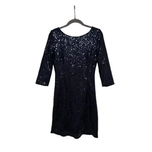 Lulus Women's Navy Blue Sequin Mini Cocktail Dress 3/4 Sleeve Size S thumbnail 2