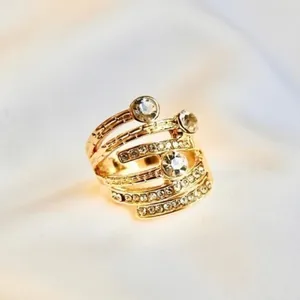 Layered Rhinestone Ring Gold thumbnail 2