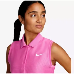 Nike Dri-FIT Sleeveless Golf Polo Top Womens XL Pink Ribbed Athletic Activewear thumbnail 8