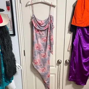 NWT Peppermayo in Your Dreams Asymmetric Hem Midi‎ Dress Neck Tie Coquette Party thumbnail 2
