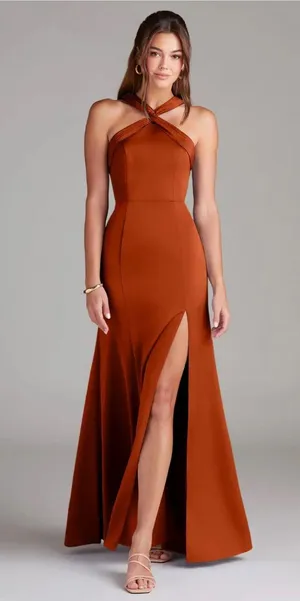Azazie Rust Dress thumbnail 1
