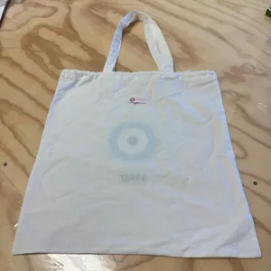 Buggy Cotton Tote Bag Embroidered Evil Eye Drawstring Tassel Blue Silver White thumbnail 2