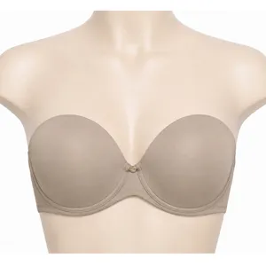VTG Y2K Victoria's Secret 34C Strapless Bra Tan Nude Underwire Padded NO STRAPS thumbnail 1