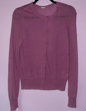 J Crew Size S Alpaca Wool Cardigan Purple Button Up Long Sleeve Knit Preppy thumbnail 1