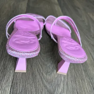 Olivia Miller Angelic Glitter Pink Strappy Kitten Heel Sandal Size 8 thumbnail 8