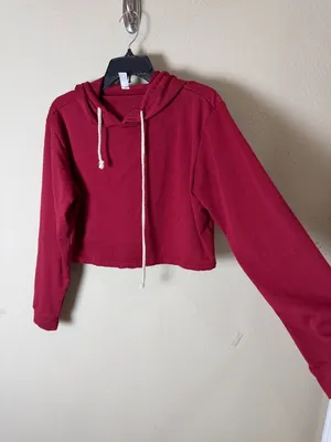 Unbranded Cropped Oversized Thin Hoodie Maroon Burgundy Size Medium thumbnail 3