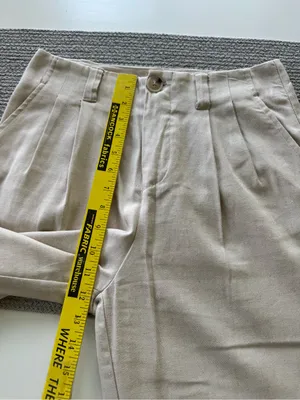 Stradivarius Cream Khaki Linen Blend Tailored Dress Pants Size 6 thumbnail 9