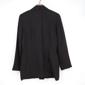 Vintage Black Three Button Blazer Jacket with Patch Pockets Solid Professional Size L thumbnail 5