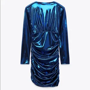 Zara Blogger Favorite Draped Laminated Dress thumbnail 9
