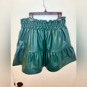 Anthropologie Somerset Hunter Green Faux Leather Mini Skirt Womens Size MP thumbnail 8