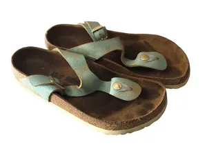 Birkenstock Gizeh Thong Sandals Washed Metallic Aqua 39 Women's Size 8 thumbnail 1