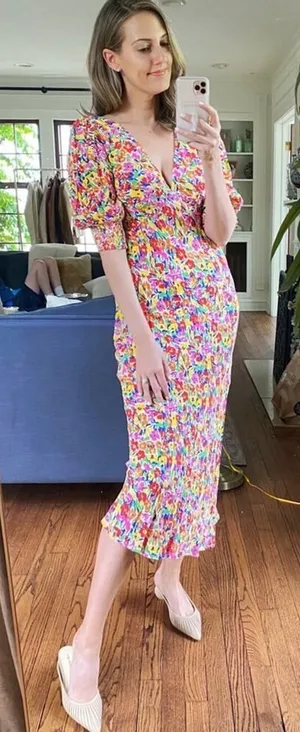 Rixo x target puff sleeves floral spring midi‎ dress size 2 thumbnail 1