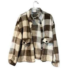 SHEIN Plaid Flap Pocket Drop‎ Shoulder Coat/Shacket Size Large thumbnail 2