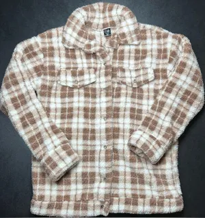 Cold Crush Size XS Plaid Sherpa Button-Up Shacket thumbnail 1