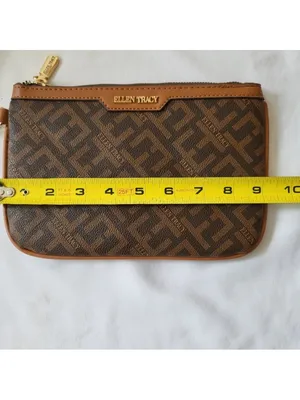 Ellen Tracy Brown Clutch Wristlet Wallet Purse NWT thumbnail 6
