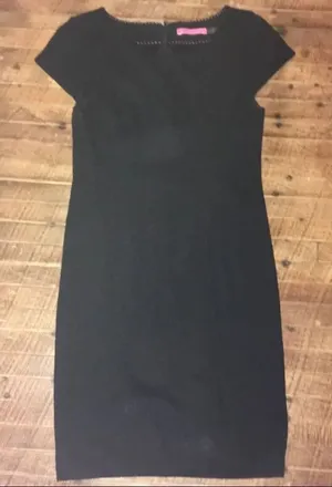 Alice + Olivia cap sleeve minimalist Parisian little black dress thumbnail 1