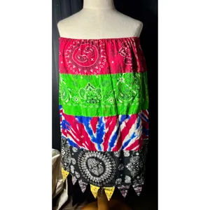 Handmade Bandana Patchwork Maxi Skirt Multi Color Paisley Tie Dye Boho Western thumbnail 2