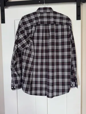 Cinch Button-Down Plaid Men’s Shirt - Black & White with Red Accent thumbnail 3
