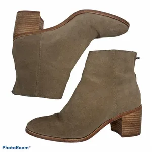 Madewell Size 7 Bootie Pauline Beige Taupe Leather Ankle Boot Stacked Block Heel thumbnail 2