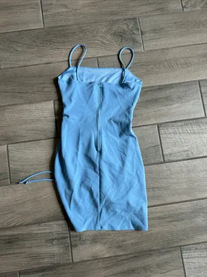 Windsor Light Blue Ruched Mini Dress thumbnail 6