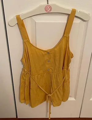 Yellow Tiered Button Up Tank thumbnail 2