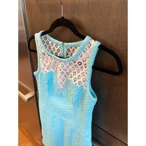 Lilly‎ Pulitzer Dress Womesn Blue Lace trim Size 0 XS thumbnail 2