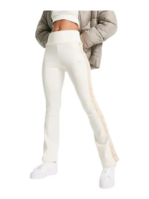 new adidas Originals ミ Ski Chic Flared Rib Retro 3 Stripe Leggings ミ Oatmeal ミ M thumbnail 2