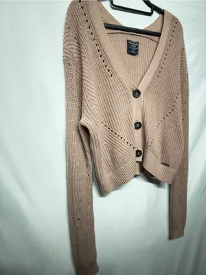 Abercrombie & Fitch Dusty Rose woven lightweight cardigan size Medium thumbnail 5