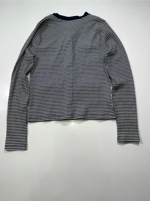 LOFT Navy and White Striped Cardigan with Gold Buttons thumbnail 8