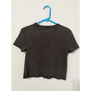 Texas Rodeo Women Top Size XL Cowboy Club Fort Worth Ribbed‎ Crop Washed Black thumbnail 3