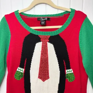 UNITED STATES SWEATERS Penguin Holiday Christmas Xmas‎ Tunic Sweater Women L thumbnail 3