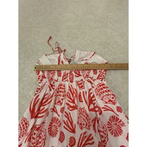Calypso‎ St Barth Maxi Dress Red White Linen Blend Shells Boho Resort Size XS thumbnail 14