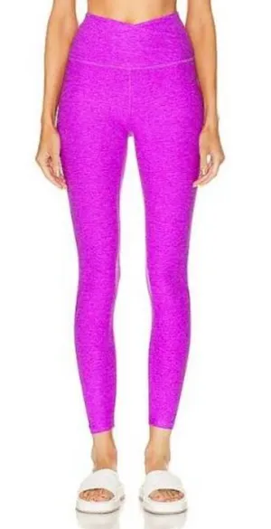 Beyond Yoga Women’s Vivid Plum Heather At Your Leisure High‎ Waist Leggings XS thumbnail 1