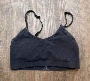 Aerie Real Good Seamless Bralette‎ Charcoal Gray Adjustable Straps padded Size S thumbnail 1