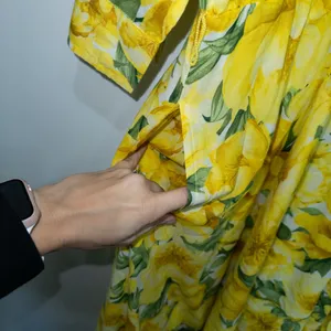 Carla Rockmore Collection Yellow Floral 100% Cotton Printed Shirtdress Large thumbnail 6