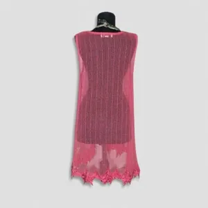 Simply Noelle Beach Cover Up Sheer Mesh Embroidered Appliqué Hot Pink Sz M thumbnail 3
