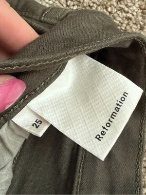 Reformation Olive Green Wide Leg Jeans thumbnail 5