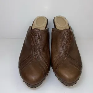 Brown Leather Studded Clog US Size 11 Wedge Mules Slide UGG Australia Women's thumbnail 5