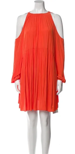 Ramy Brook Coral Cold-Shoulder Pleated Mini Dress - Size M thumbnail 1
