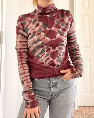 Tie Dye Tie It zip Turtleneck Top thumbnail 1