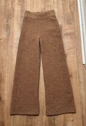 SKIMS | Woman's Teddy Camel Brown Boucle Knit High Waisted Wide Leg Pants,‎ S/M thumbnail 1