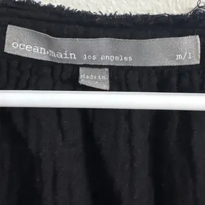 Ocean+Main Los Angeles Black Cotton Double Gauze High Low Midi Dress M/L Pockets thumbnail 3