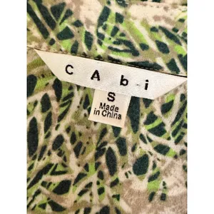 Boho Botanical Green Leaf Shirt Dress CAbi Long Sleeve Collared Faux Wrap S thumbnail 3