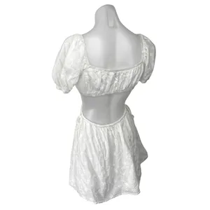 SABO Eilish White Floral Embroidered Cutout Puff Short Sleeve Mini Dress Size XS thumbnail 3