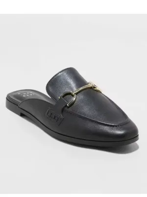 Black loafer mule flats thumbnail 5