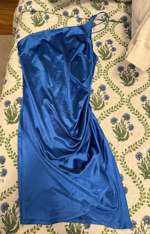Blue one shoulder dress Size 3 thumbnail 1