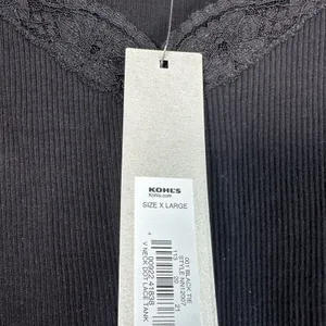 Apt. 9 Womens XL Black Ribbed Cotton Lace Trim V-Neck Tank Top NN12007 NWT thumbnail 5