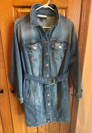 Denim Shirt Dress Plus Size 16 Stretch Belt Eloquii Sz 16 thumbnail 1