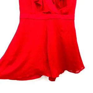 NWT Wayf size small red v neck romper ruffle‎ front and rear zip up rear thumbnail 3